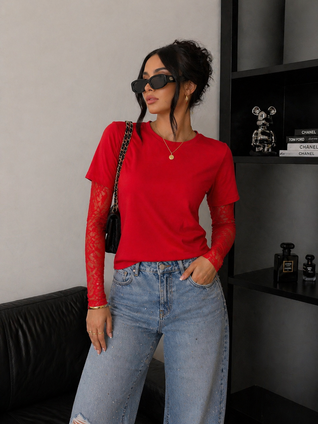 Maglia con maniche in pizzo - R.a. Boutique
