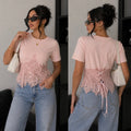 T-Shirt Corsetto con coppe in Pizzo con lacci posteriori - R.a. Boutique