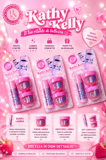 Kathy Kelly Lip Care Set- Kit completo per labbra morbide, luminose e sempre perfette