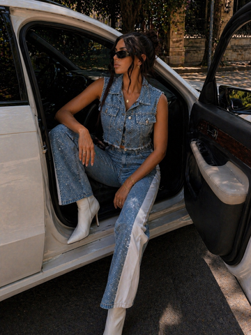 Completo denim con brillantini - R.a. Boutique