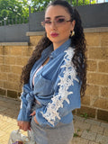 Camicia in denim con perle - R.a. Boutique