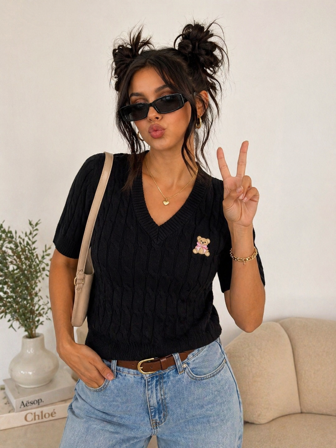 Maglia Teddy a trecce - R.a. Boutique