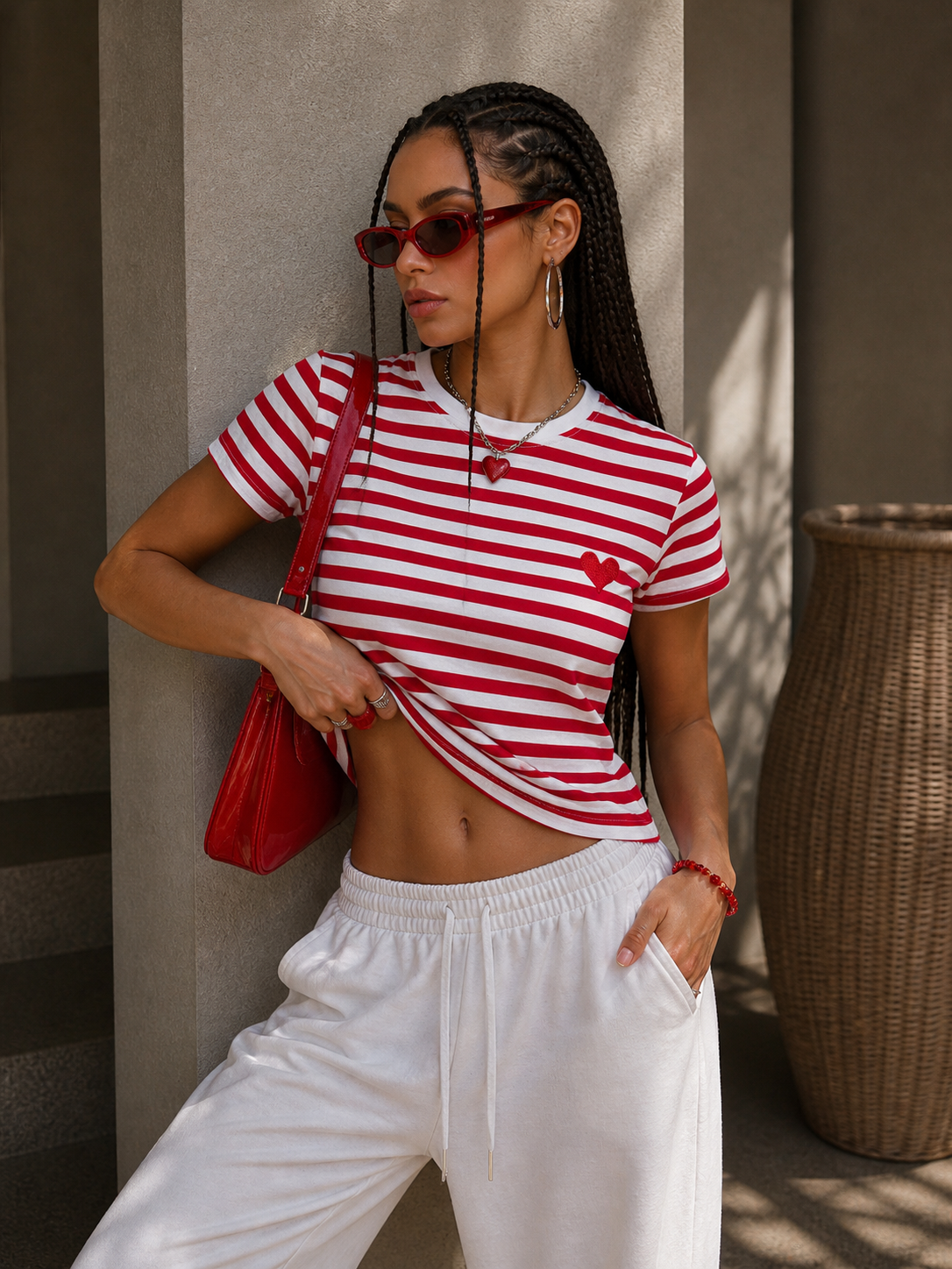 Maglia a righe con cuore - R.a. Boutique