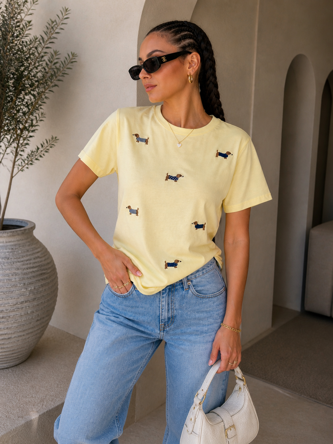 T-shirt Doggy Chic Ricamo Mini - R.a. Boutique