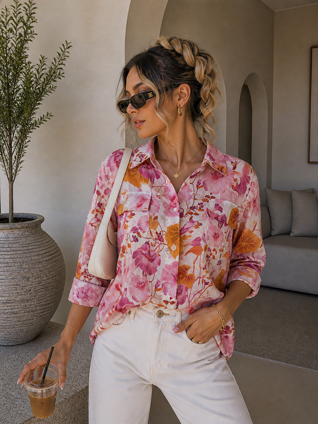 Camicia floreale in velo - R.a. Boutique