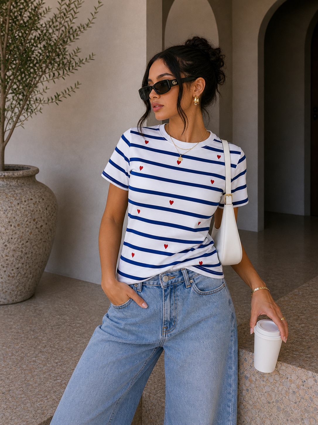 T-Shirt Cuoricini Candy Stripe - R.a. Boutique