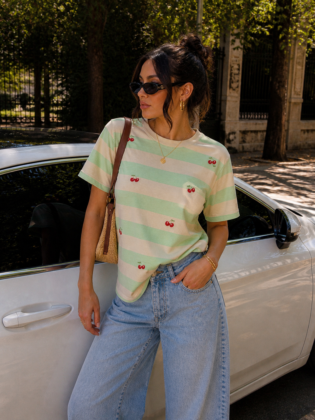 T-Shirt a righe con ciliegie - R.a. Boutique