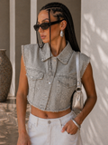 Gilet Denim Strass Glow - R.a. Boutique