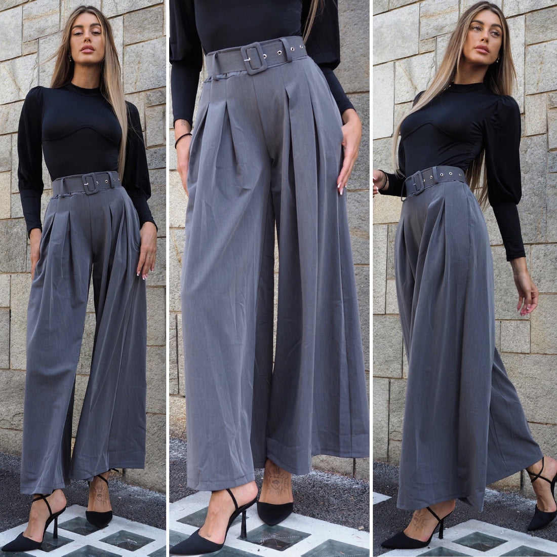 Pantalone a palazzo con cintura - R.a. Boutique 