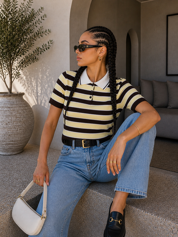Polo in Maglia a Righe con colletto vari colori - R.a. Boutique
