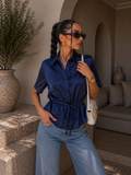 Camicia in raso Chic con Cinturina vari colori - R.a. Boutique