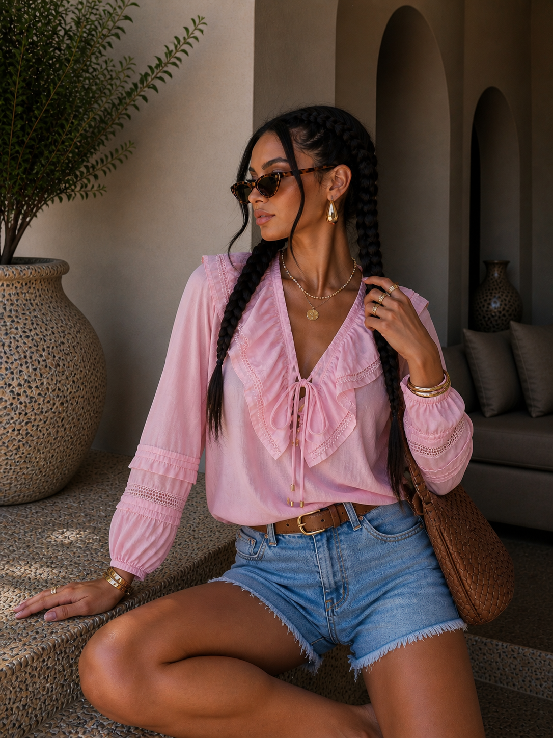 Blusa Lace Soft con Inserti in Pizzo - R.a. Boutique