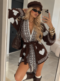 Cardigan Chocolate Hearts con Frange e Cintura - R.a. Boutique