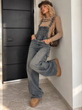 Salopette Jeans Wide Leg Denim Washed - R.a. Boutique