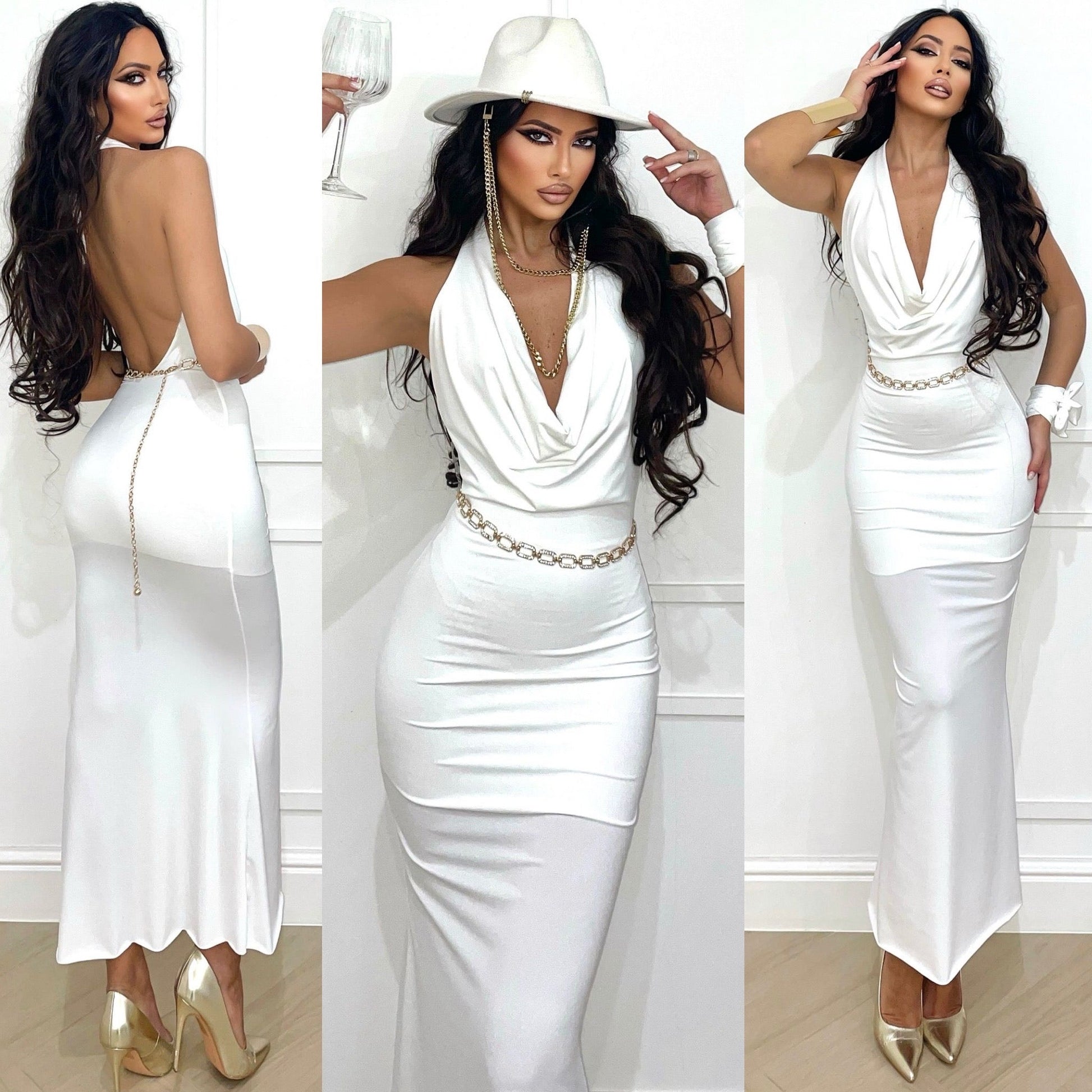 Abito con laccio e scollo vari colori - R.a. Boutique