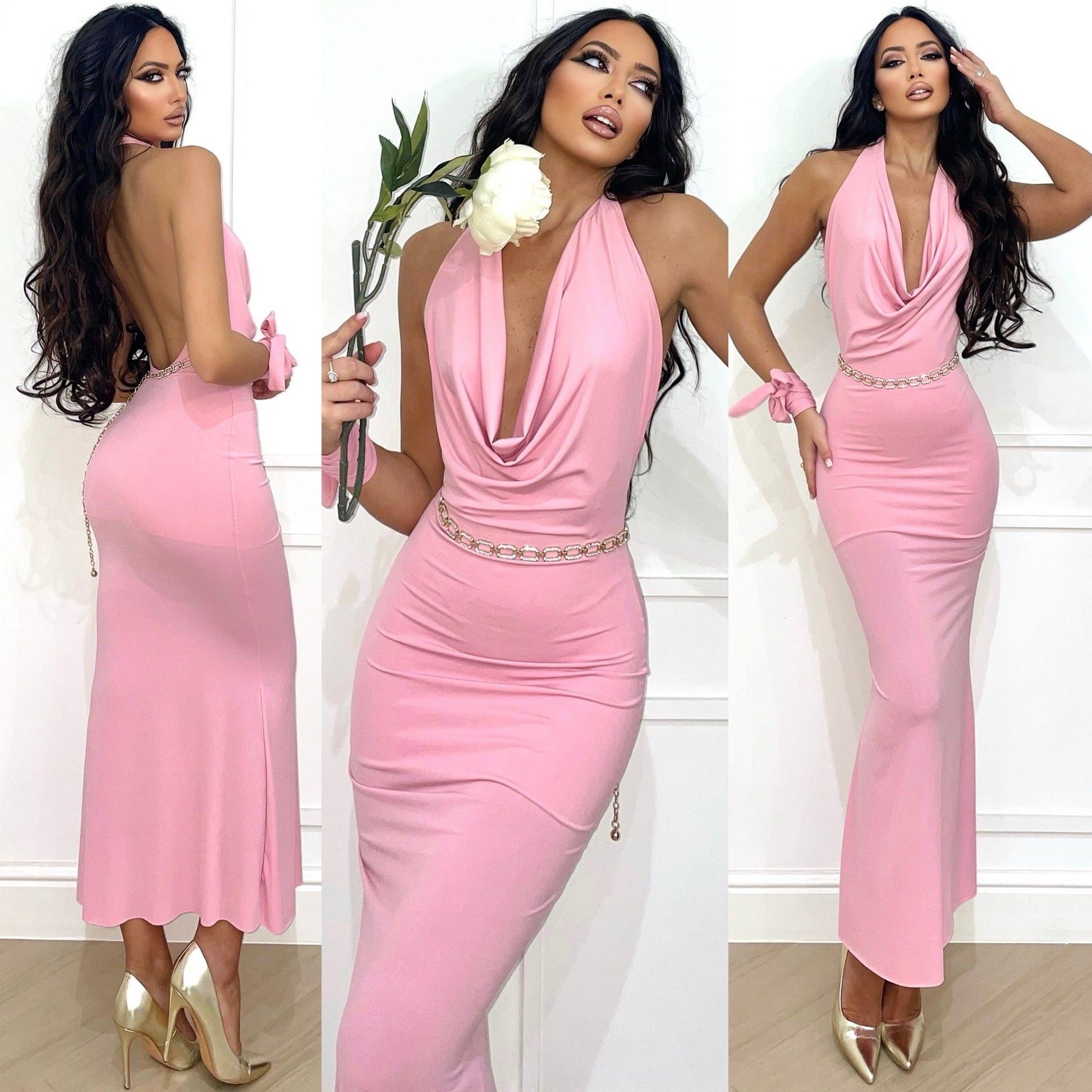 Abito con laccio e scollo vari colori - R.a. Boutique