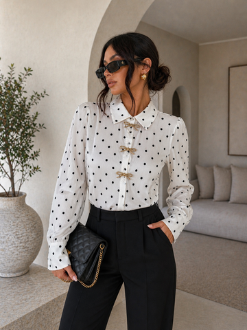 Camicia a Pois con Fiocchi Gioiello - R.a. Boutique