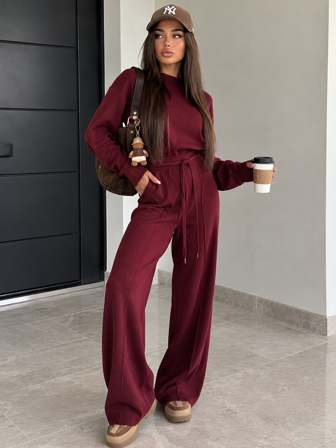 Completo Soft Winter in Maglia con Pantalone – Bordeaux - R.a. Boutique