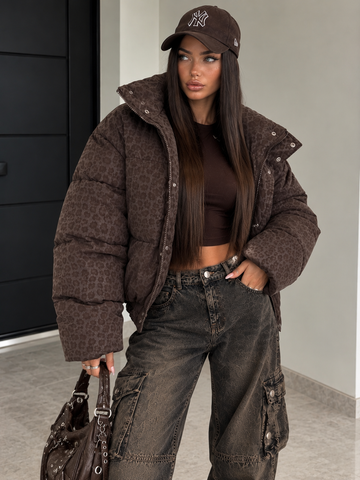 Piumino Oversize Animalier Leopard Gloss