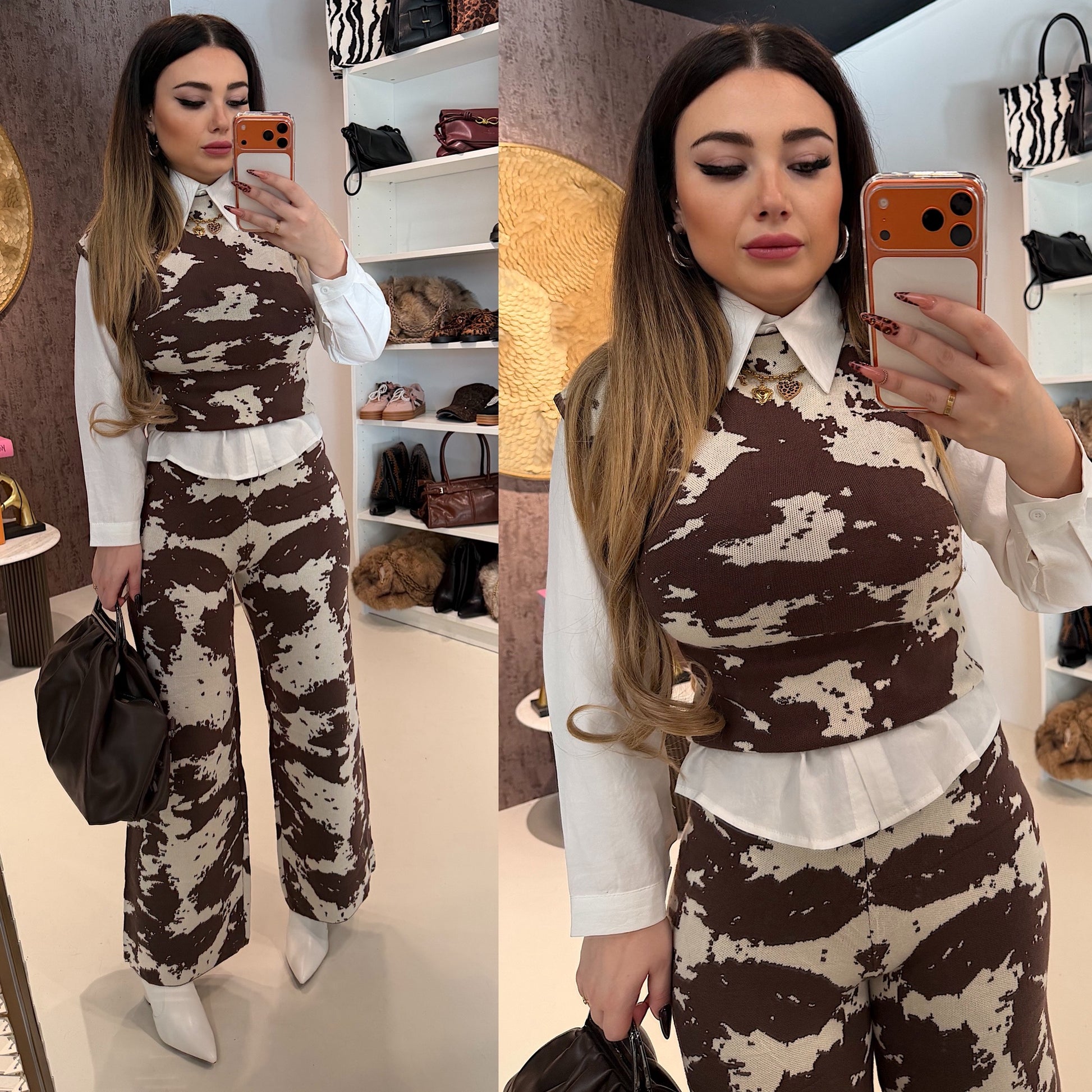 Completo top e pantalone cow print - R.a. Boutique