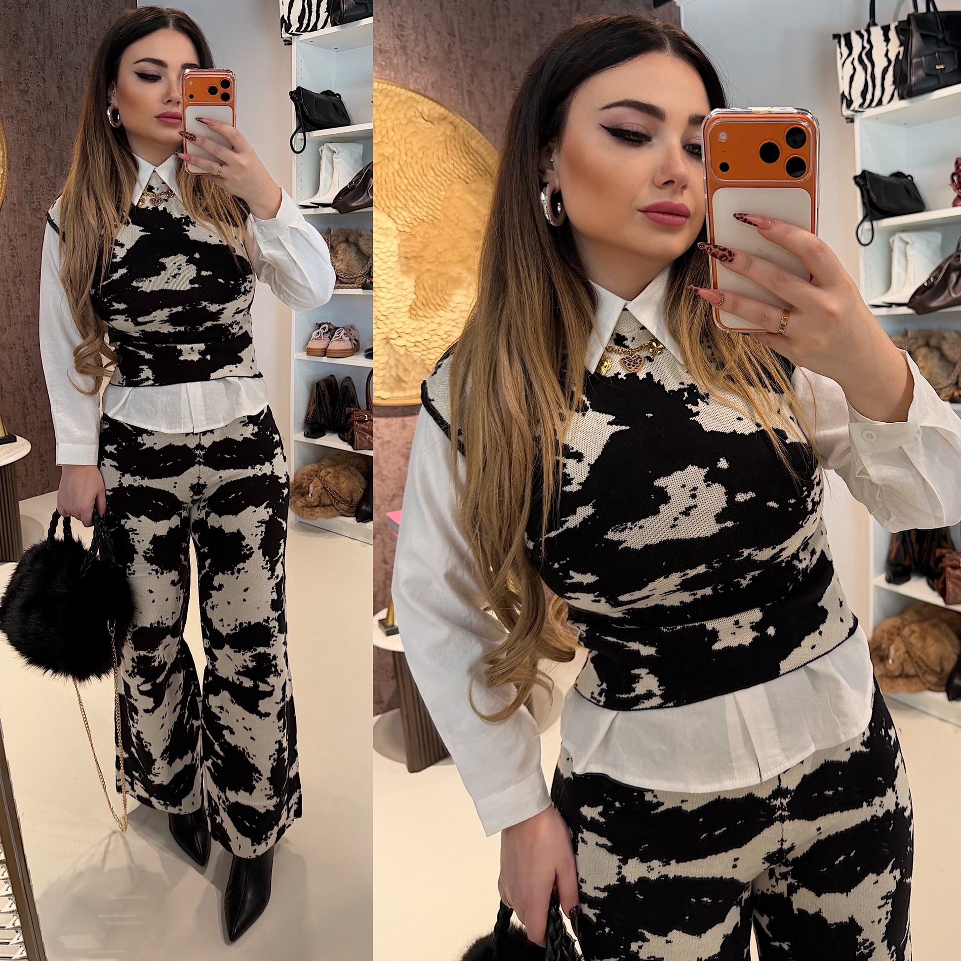 Completo top e pantalone cow print - R.a. Boutique