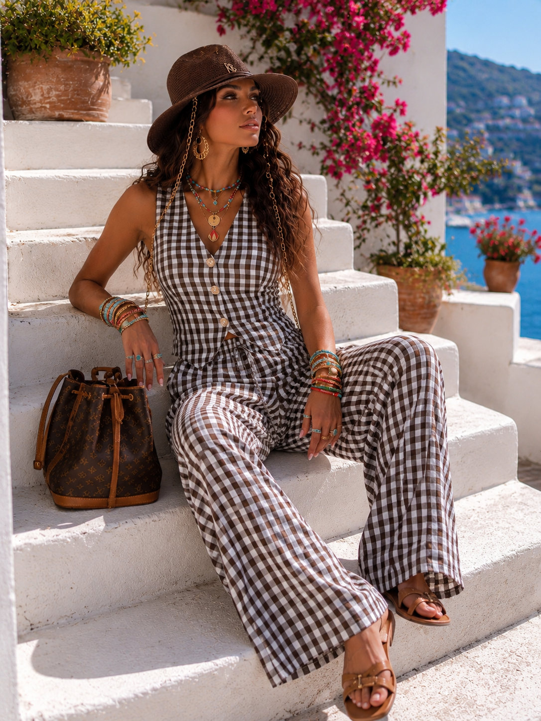 Completo vichy pantalone e top - R.a. Boutique