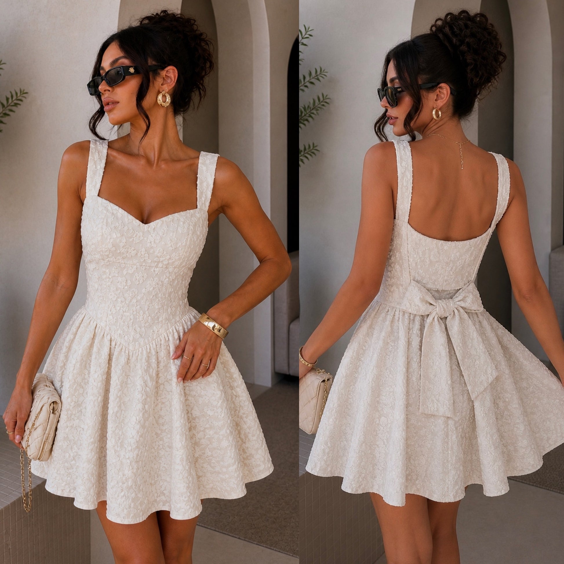 Abito Ricamato Flower con Fiocco - R.a. Boutique