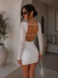 Abito bianco con paillettes schiena aperta - R.a. Boutique