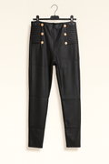 Pantalone in ecopelle con bottoni oro - R.a. Boutique