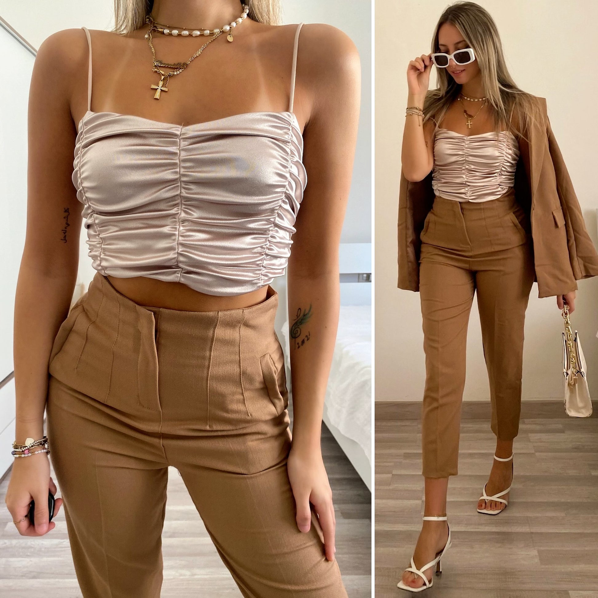 Top in raso burro arricciato - R.a. Boutique 