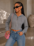 Felpa Cropped con zip e cappuccio - R.a. Boutique