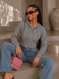 Felpa Cropped con zip e cappuccio - R.a. Boutique