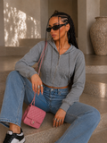 Felpa Cropped con zip e cappuccio - R.a. Boutique