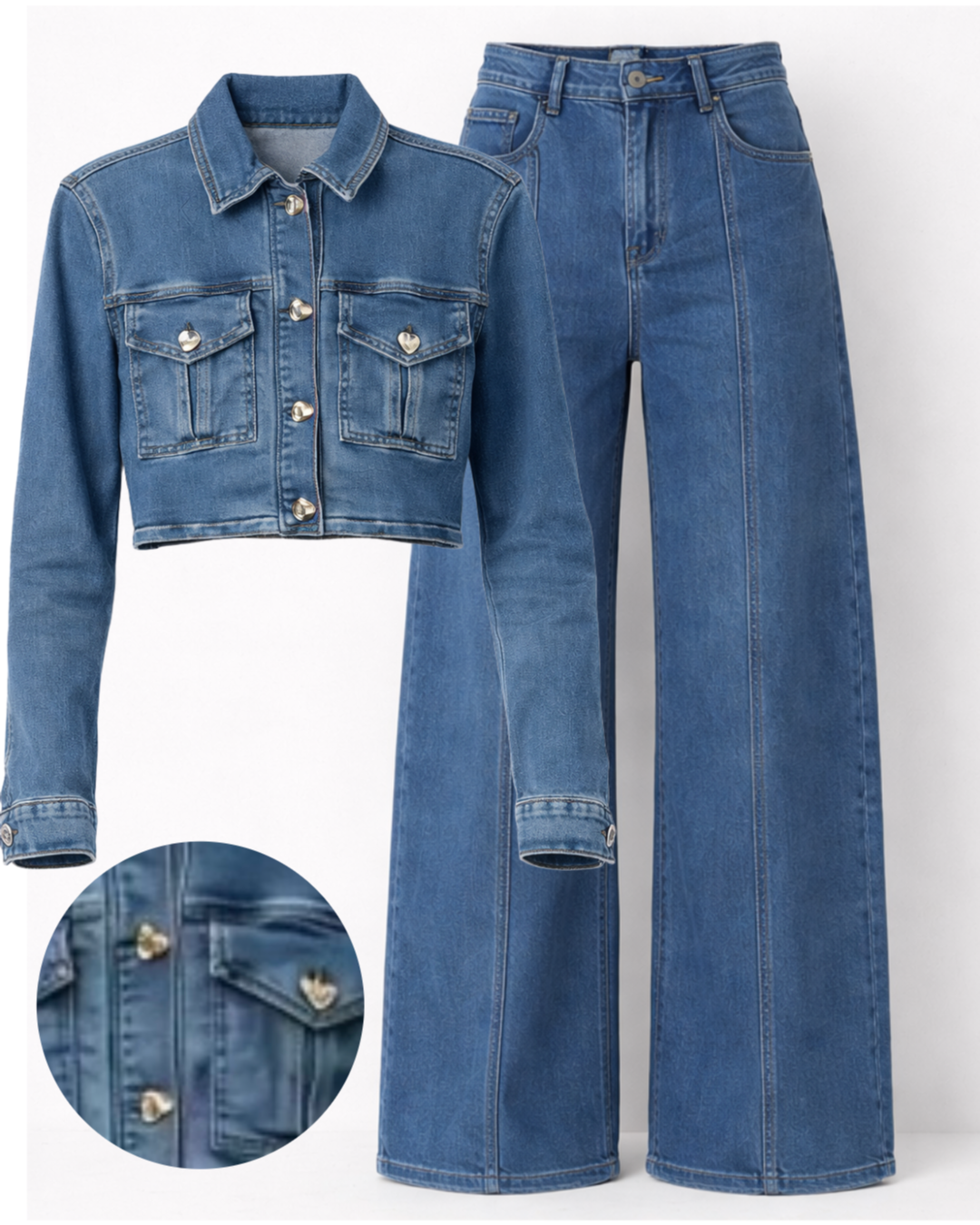 Completo Denim Queen bottoni - R.a. Boutique