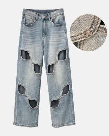 Jeans con aperture e fiocco in strass - R.a. Boutique