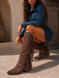 Stivale Texano Frange Wild Marrone Camoscio - R.a. Boutique