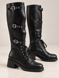 Stivale Alto Biker Nero con Tre Fibbie - R.a. Boutique