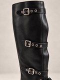 Stivale Alto Biker Nero con Tre Fibbie - R.a. Boutique