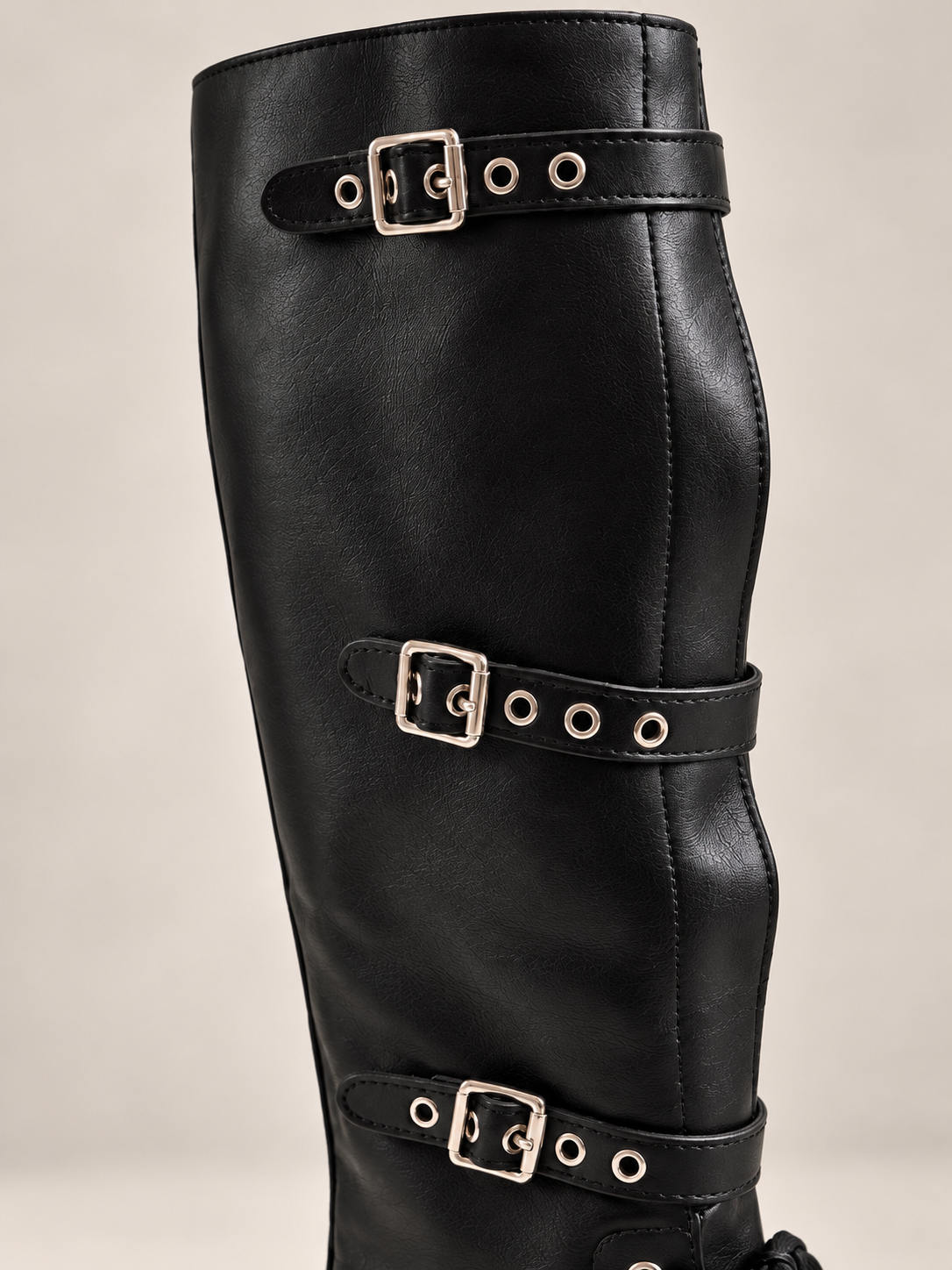 Stivale Alto Biker Nero con Tre Fibbie - R.a. Boutique