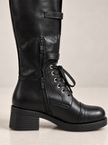 Stivale Alto Biker Nero con Tre Fibbie - R.a. Boutique