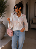 Camicia con rose ricamate manica a tre quarti - R.a. Boutique