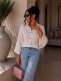 Camicia con rose ricamate manica a tre quarti - R.a. Boutique