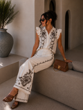 Completo Camicia pantaloni con ricami bianca - R.a. Boutique