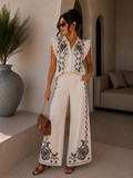 Completo Camicia pantaloni con ricami bianca - R.a. Boutique