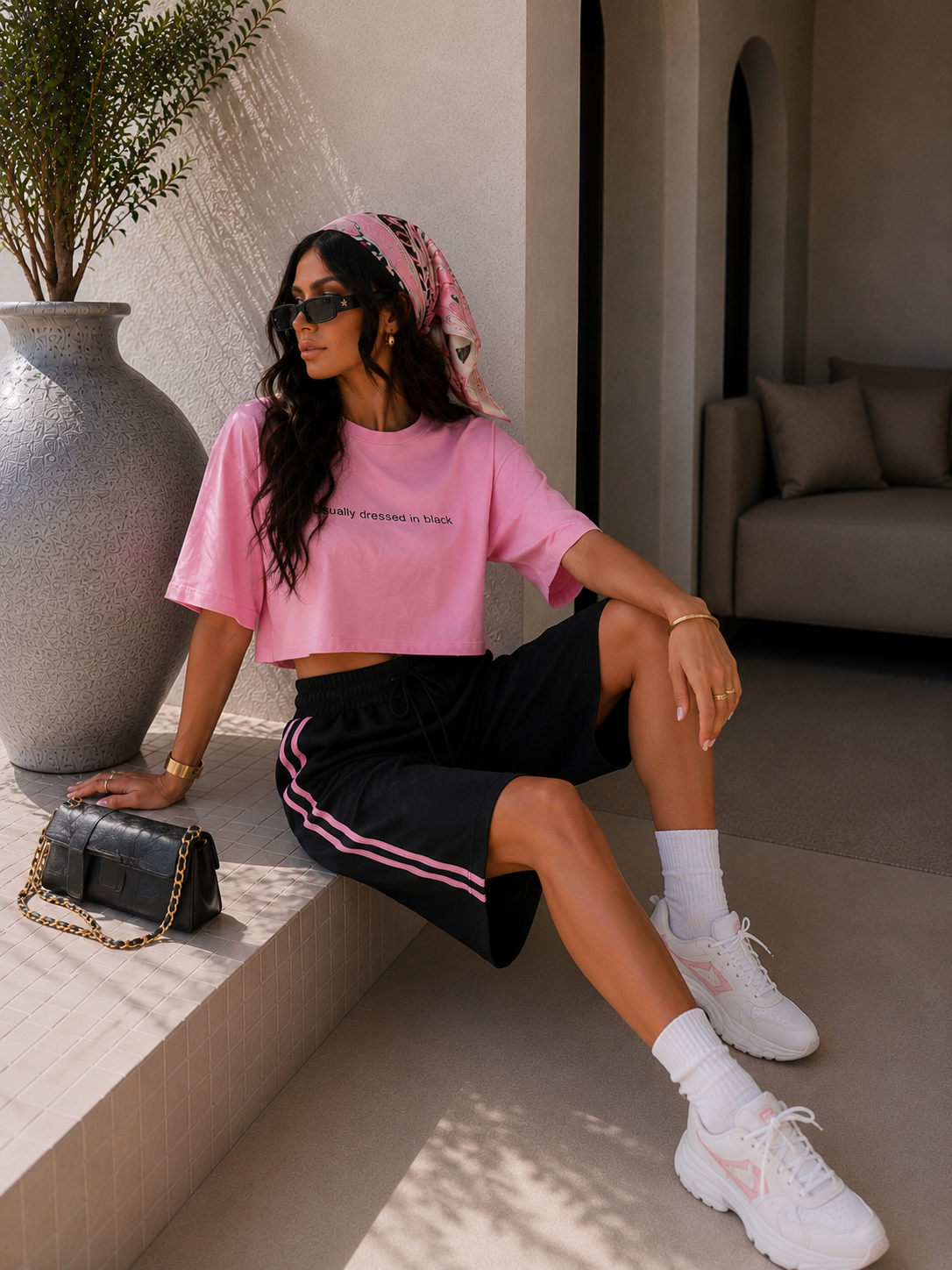 T-shirt Crop “Usually Dressed in Black” - R.a. Boutique