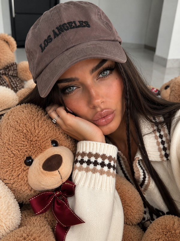 Cappello Baseball Los Angeles con Ricamo 3D – Tortora