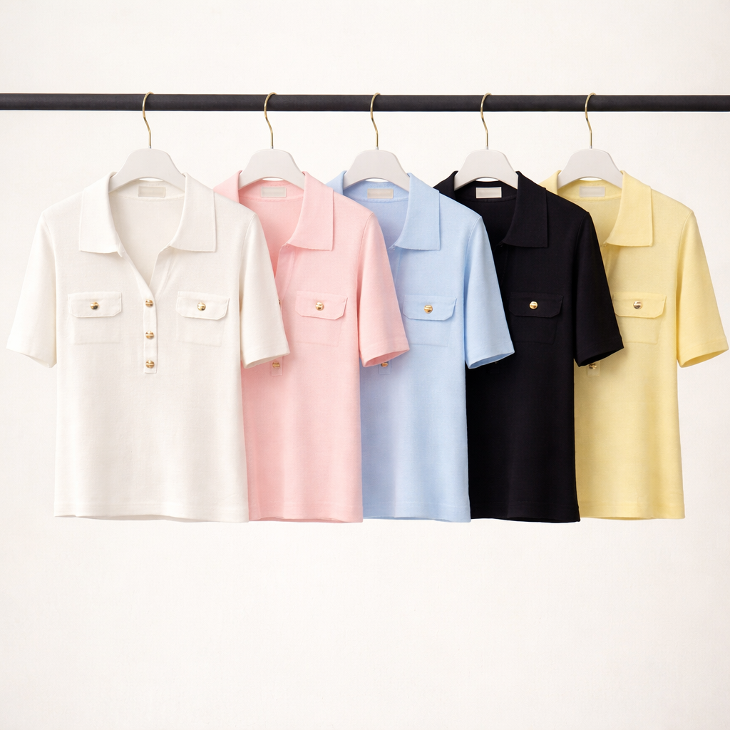 Polo Knit Chic con Bottoni Gioiello - R.a. Boutique