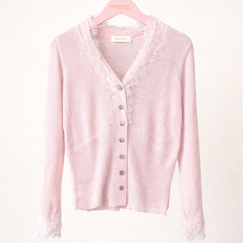 Maglioncino Rosa con Inserti in Pizzo - R.a. Boutique