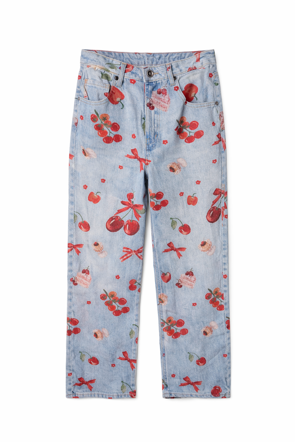 Jeans Stampa Cherry & Bow - R.a. Boutique