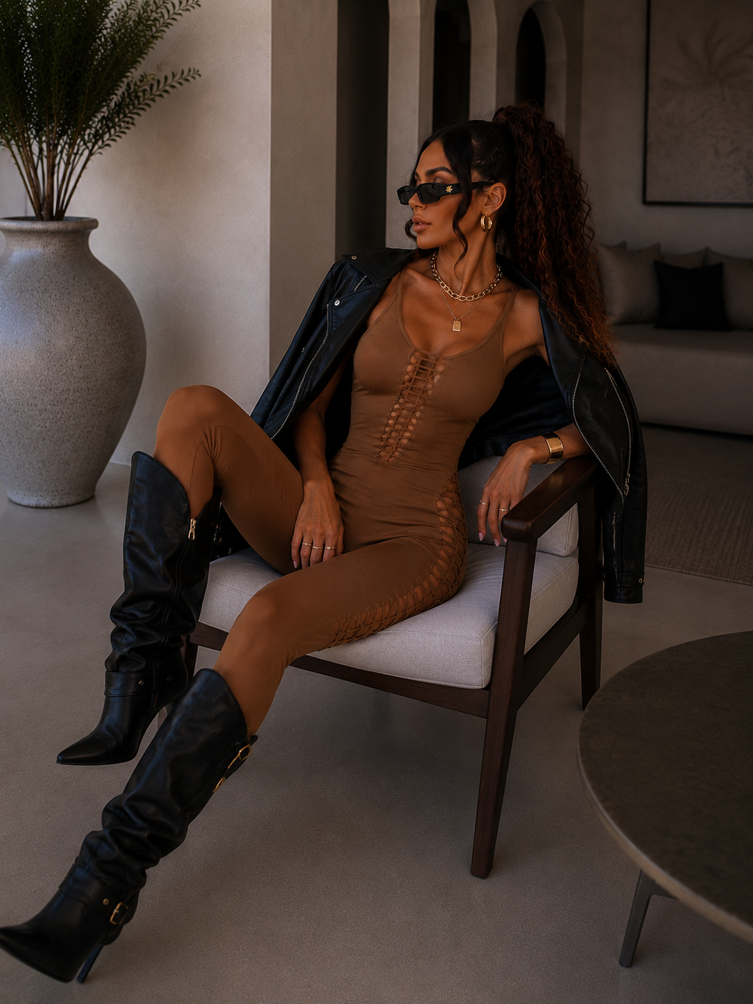 Tutina con strappi choco - R.a. Boutique